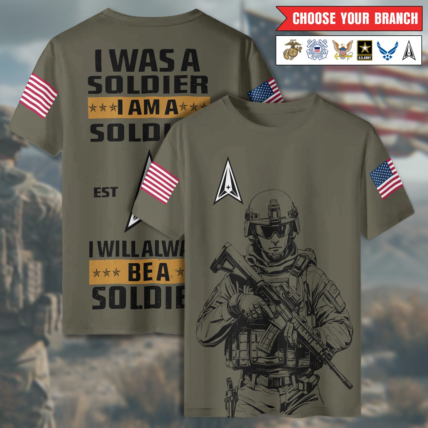 I Was a Soldier Will Always Be a Soldier Proud Veteran for Life and Country All-over Print Personalized T-Shirt