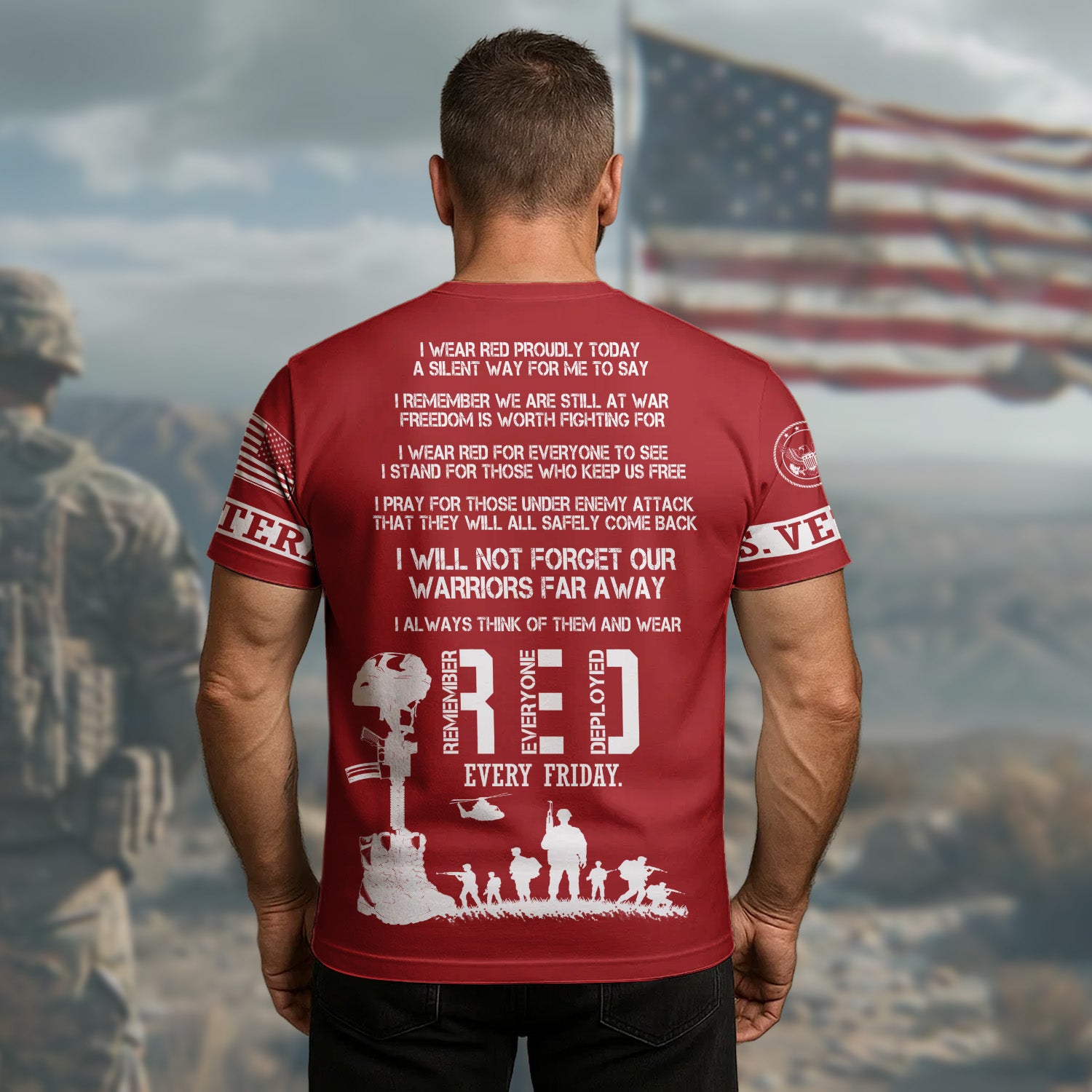 RED Fridays Until They All Come Home Stand Strong with Veteran Pride All-over Print T-Shirt