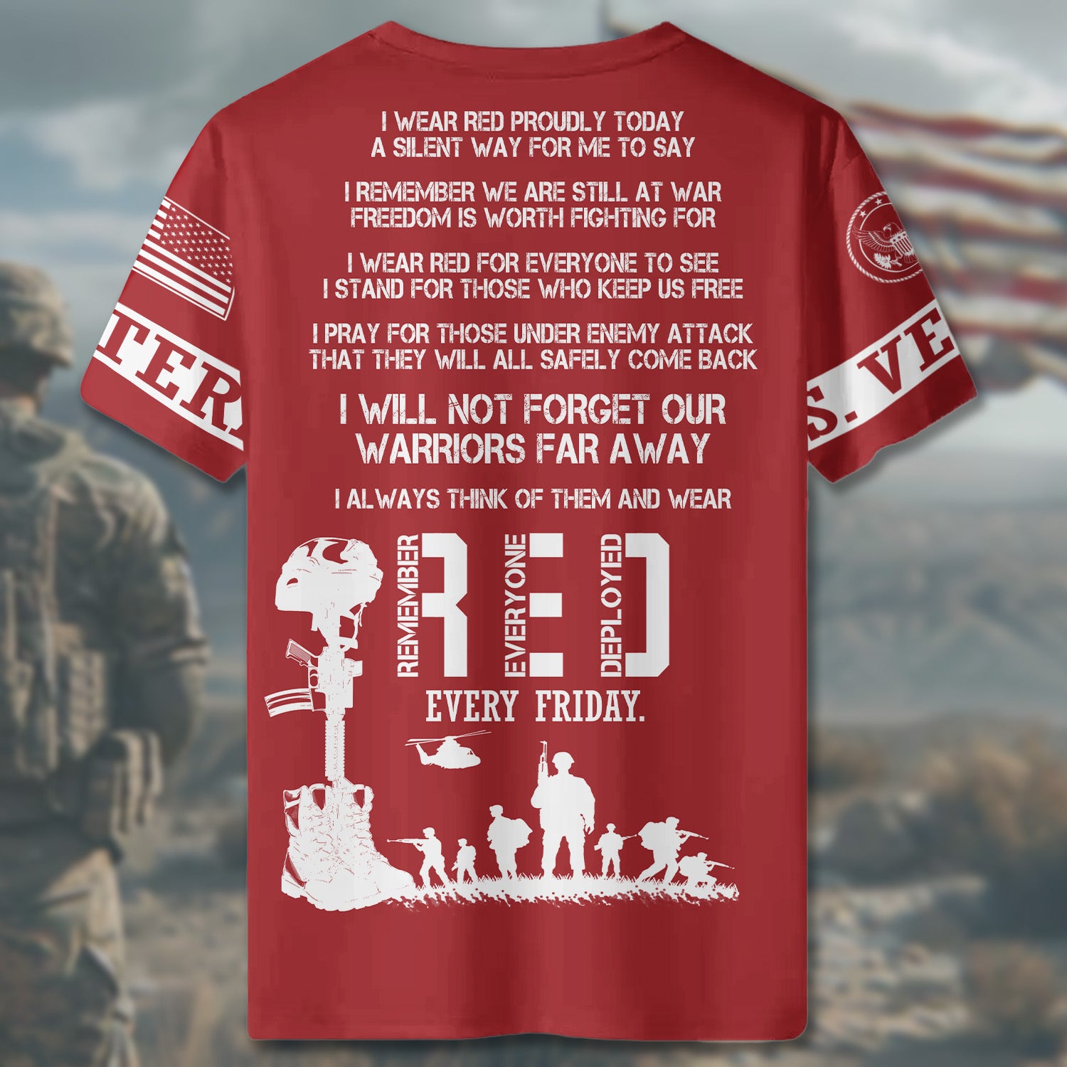 RED Fridays Until They All Come Home Stand Strong with Veteran Pride All-over Print T-Shirt