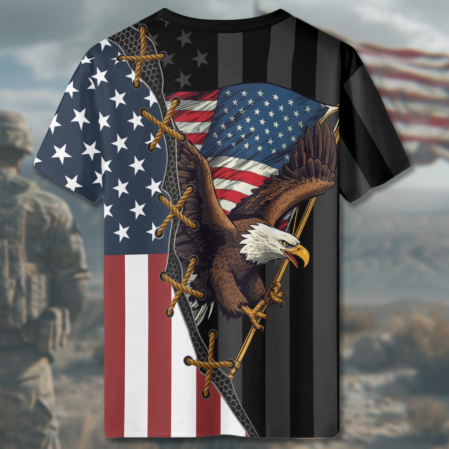 America Remember Honor Eagle Symbol of Freedom Patriotism and Proud Veteran All-over Print T-Shirt