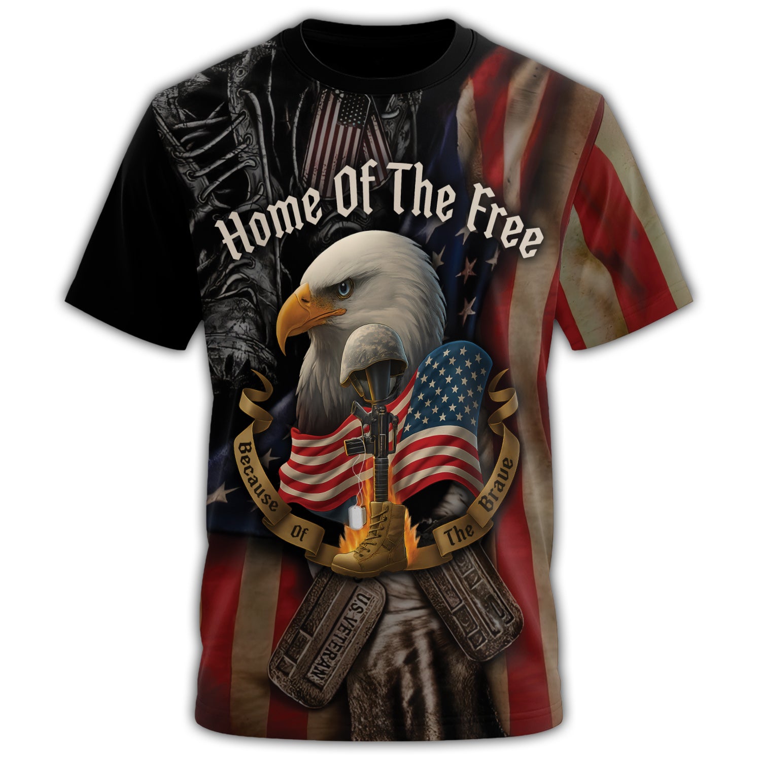 Home of the Free Because of All-over Print T-Shirt Secondary image