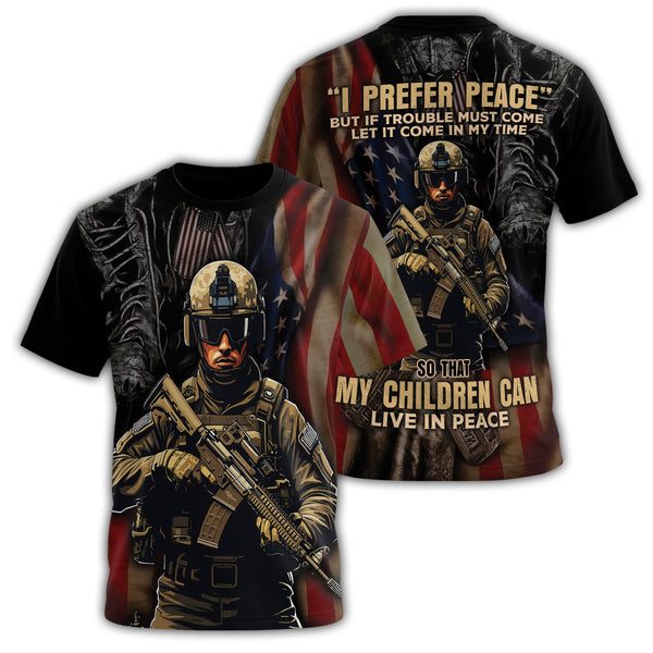 I Prefer Peace If Trouble All-over Print T-Shirt
