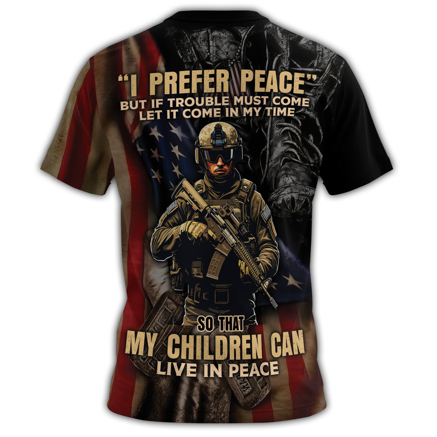 I Prefer Peace If Trouble All-over Print T-Shirt