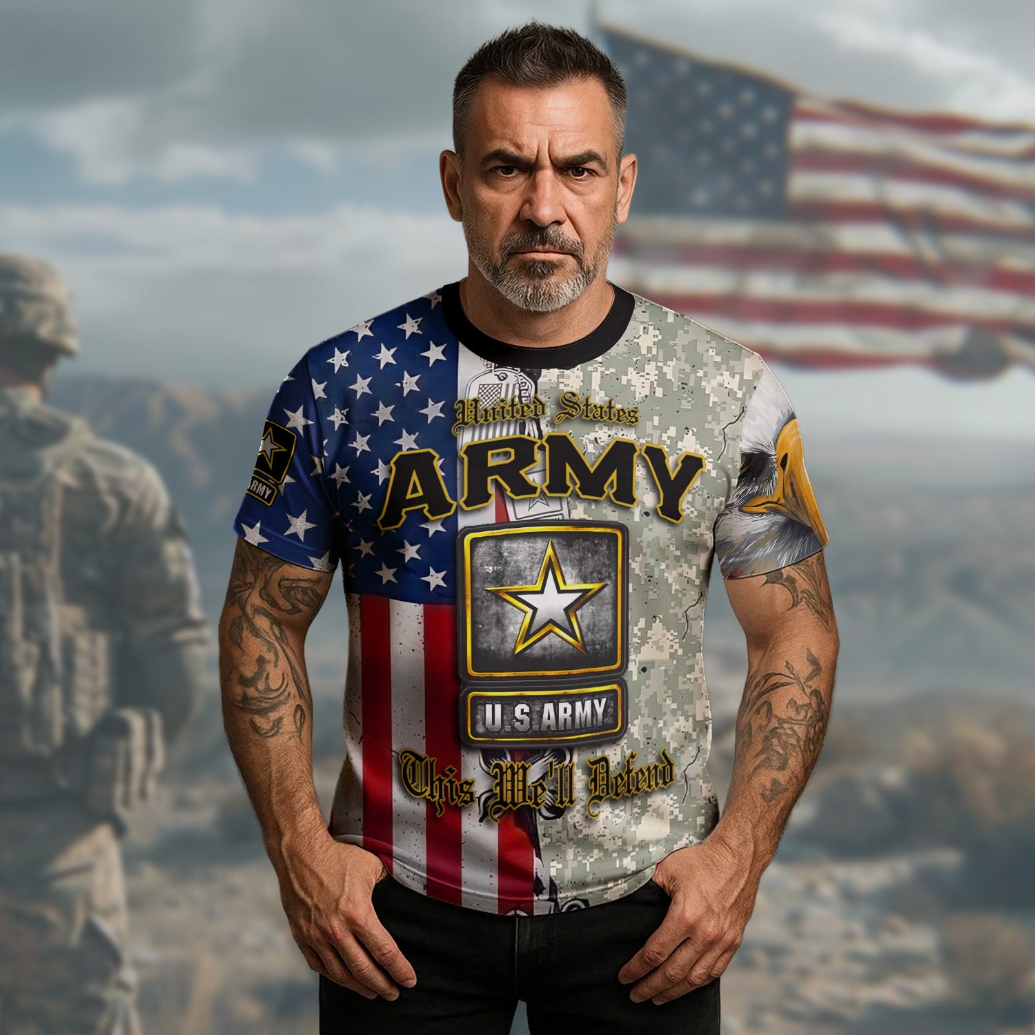 U.S. Army This We’ll Defend Proud Military Veteran Legacy of Honor Service All-over Print T-Shirt