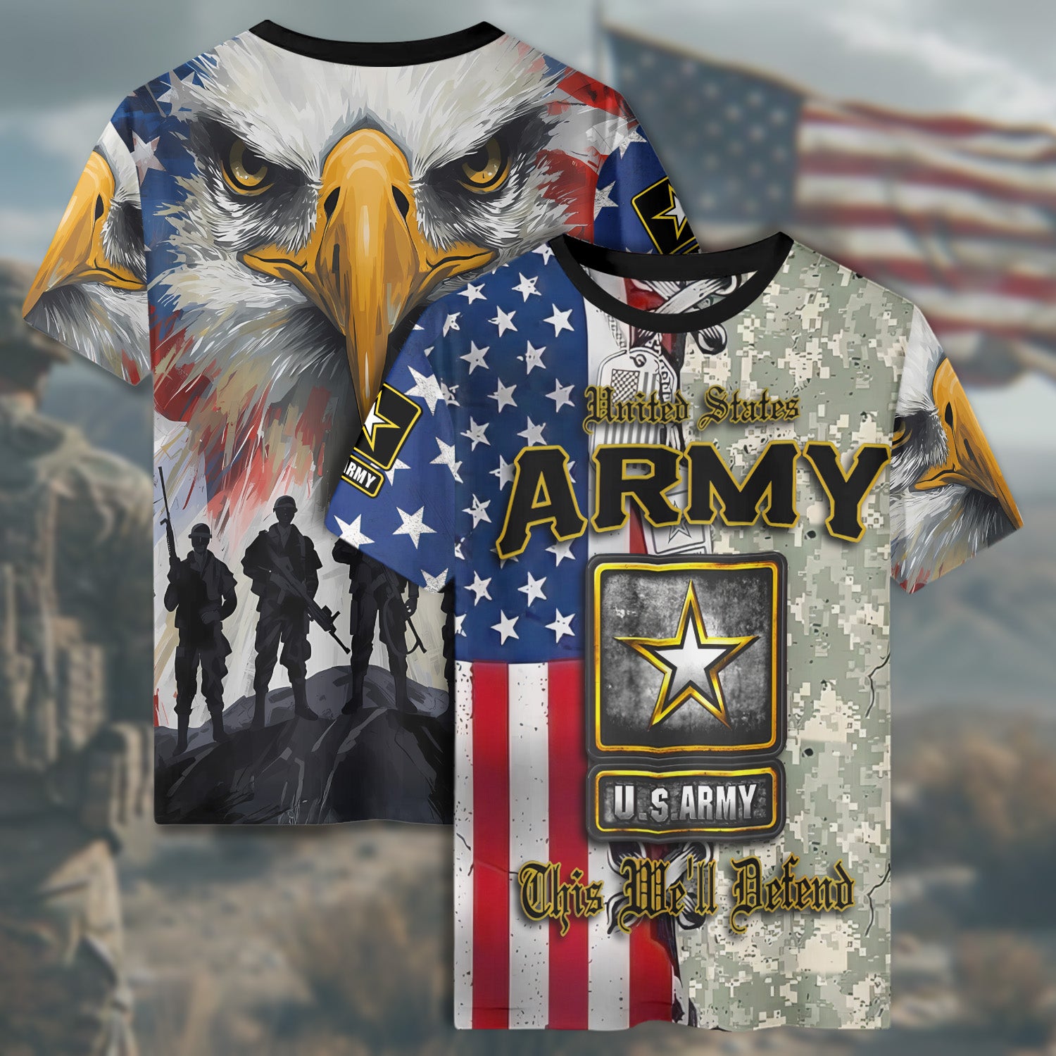 U.S. Army This We’ll Defend Proud Military Veteran Legacy of Honor Service All-over Print T-Shirt