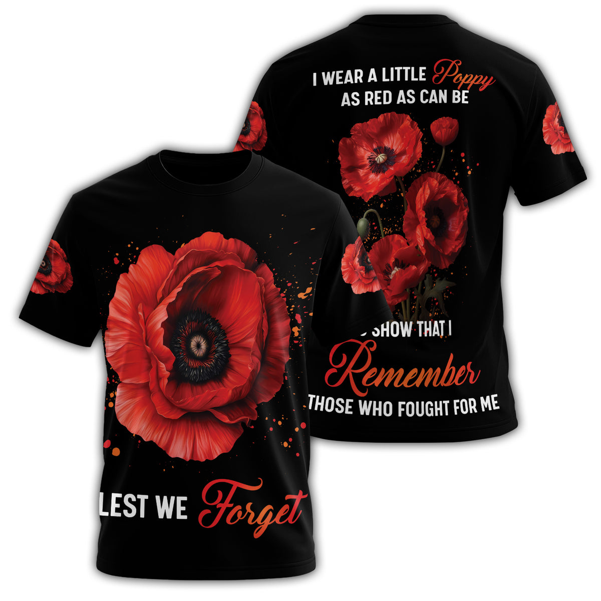I Wear a Little Red Poppy All-over Print T-Shirt Main image