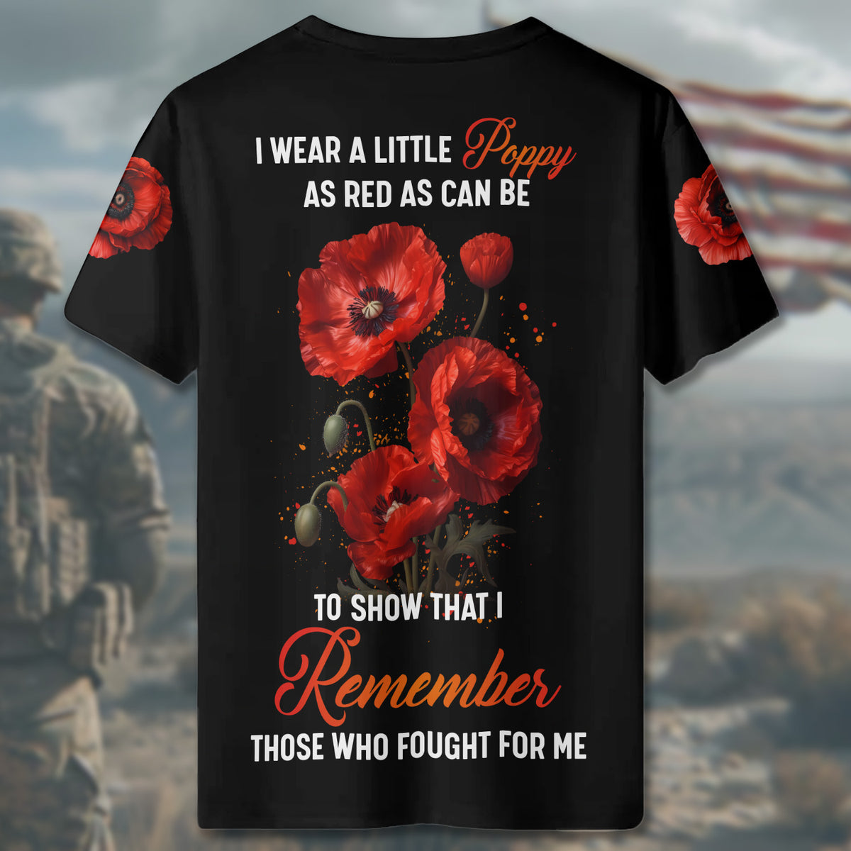 I Wear a Little Red Poppy All-over Print T-Shirt