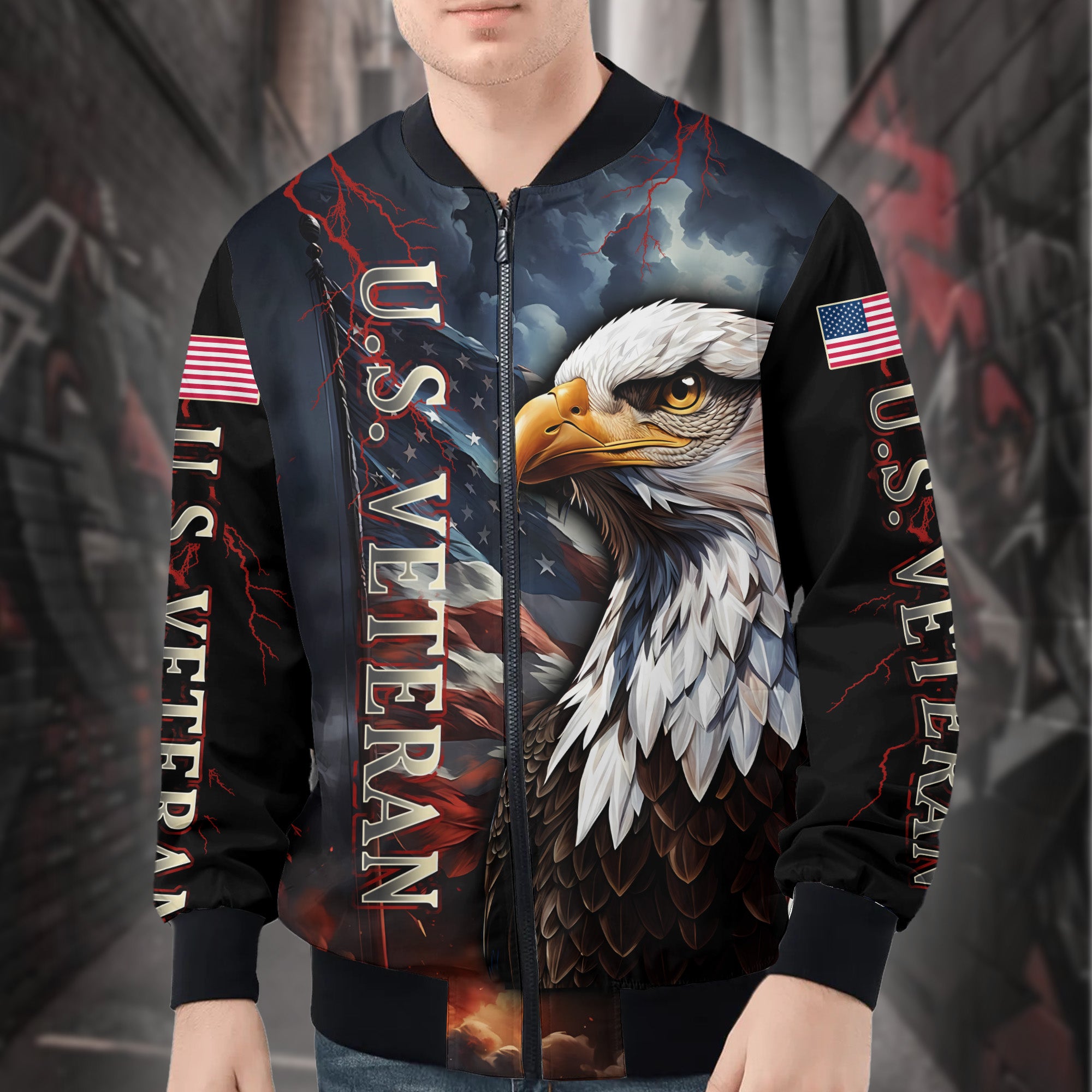 Freedom Earned All-over Print Bomber Jacket