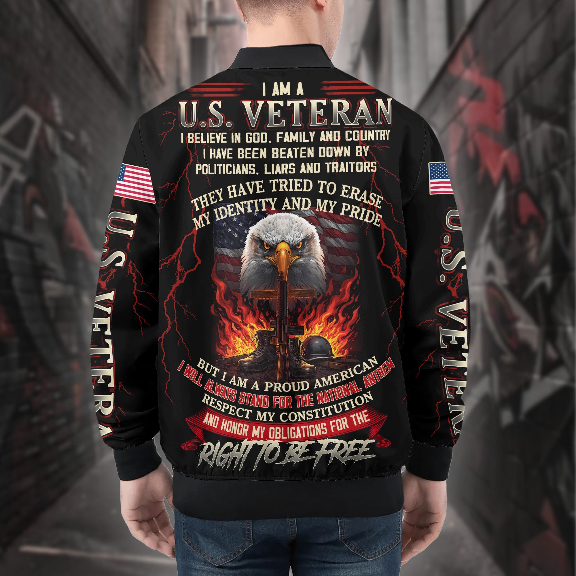 Freedom Earned All-over Print Bomber Jacket