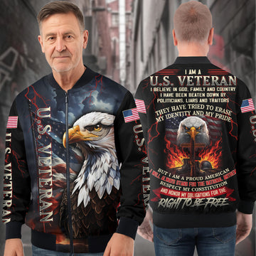 Freedom Earned All-over Print Bomber Jacket