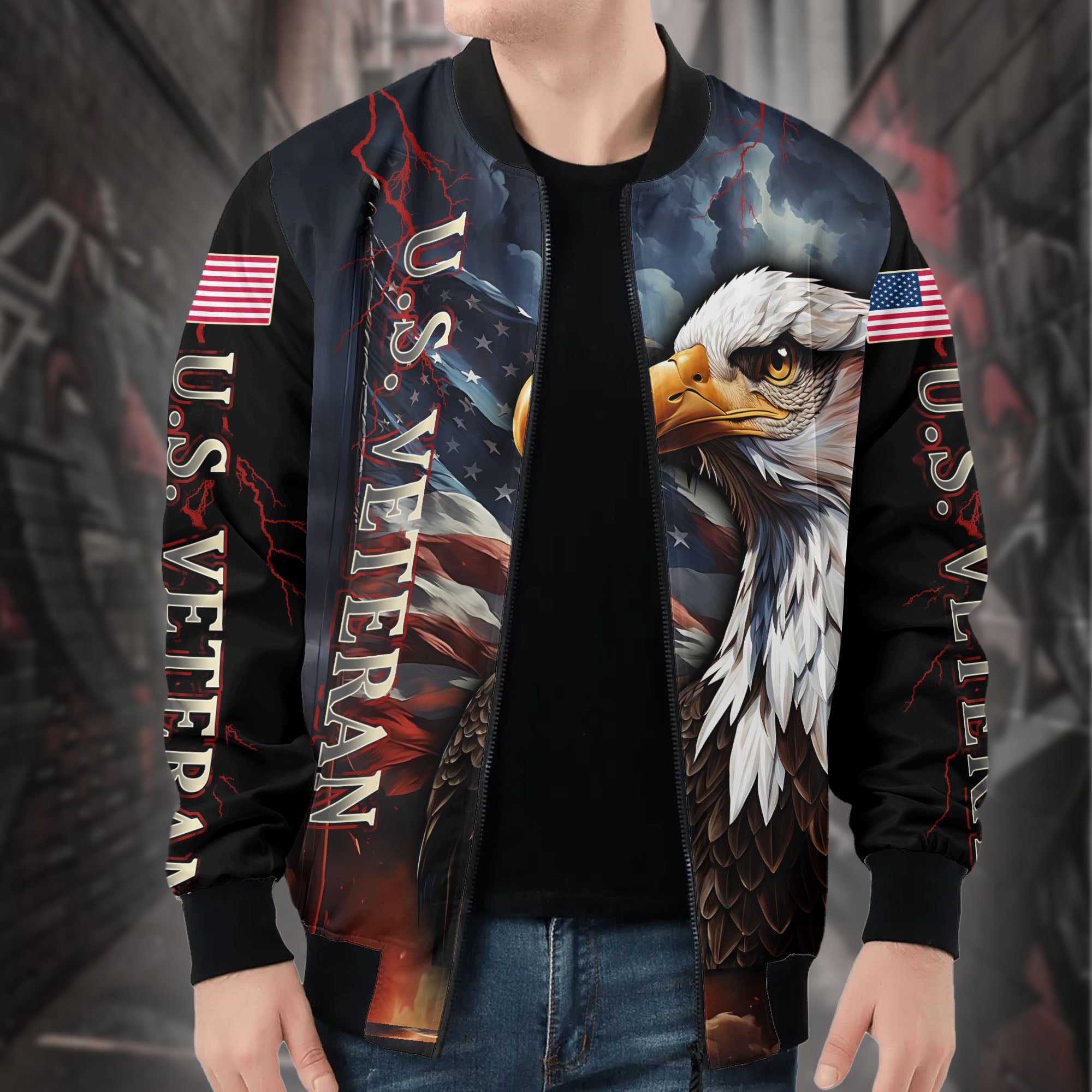 Freedom Earned All-over Print Bomber Jacket
