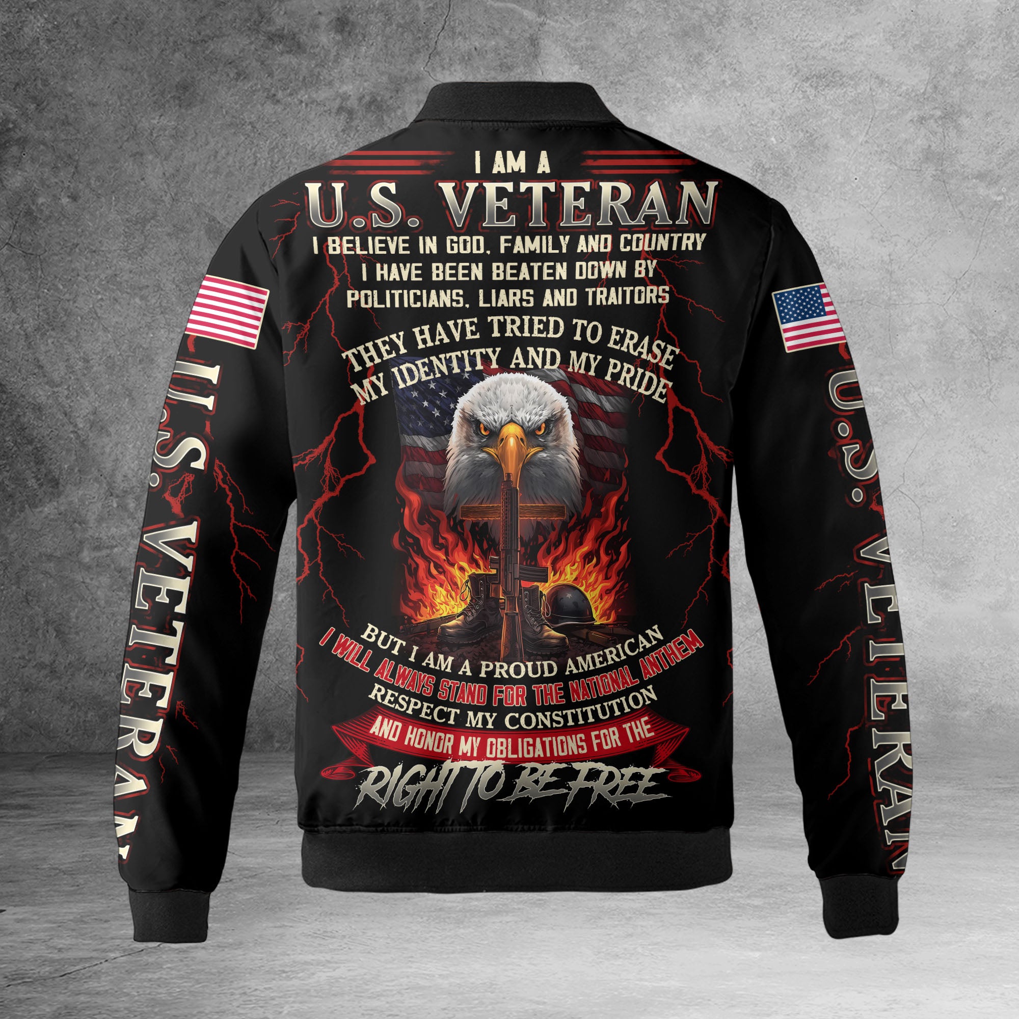 Freedom Earned All-over Print Bomber Jacket