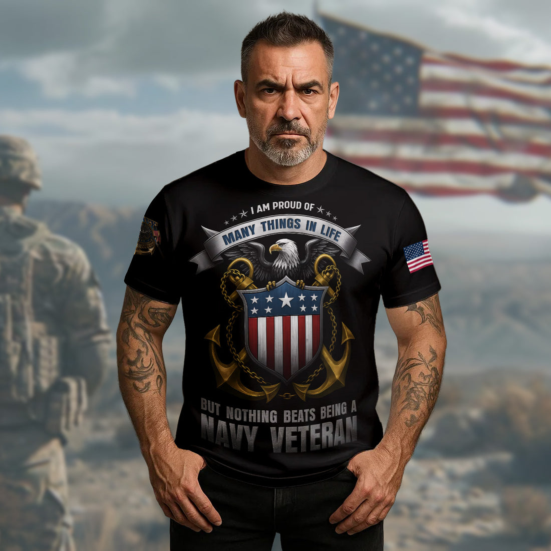 I Am Proud of Many Things in Life but Nothing Beats Being a Proud U.S. Navy Veteran All-over Print T-Shirt