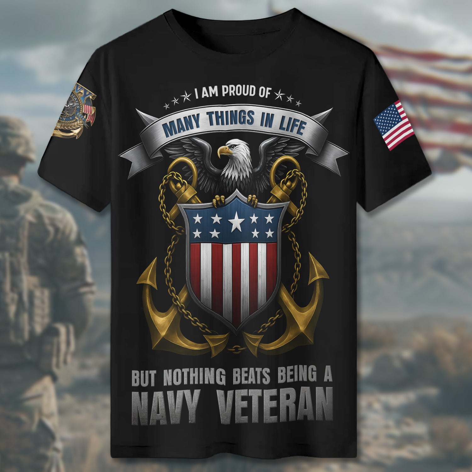 I Am Proud of Many Things in Life but Nothing Beats Being a Proud U.S. Navy Veteran All-over Print T-Shirt