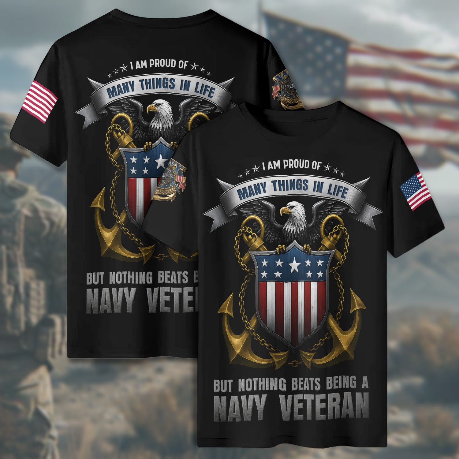 I Am Proud of Many Things in Life but Nothing Beats Being a Proud U.S. Navy Veteran All-over Print T-Shirt