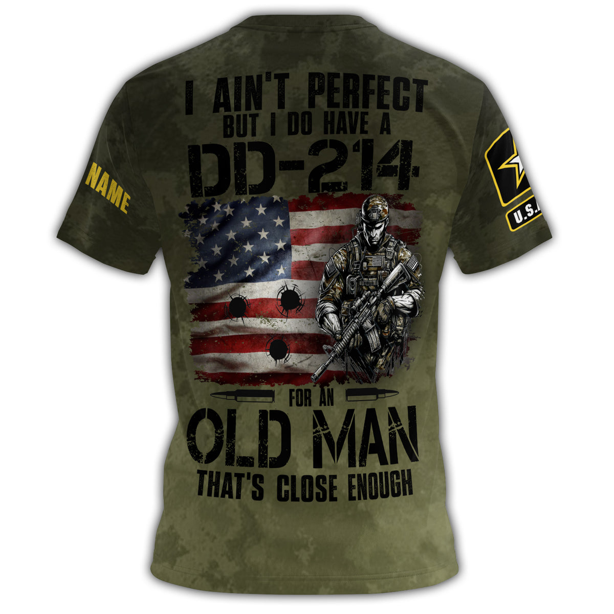 U.S. Army I Ain’t Perfect But I’ve Got a DD-214 All-over Print Personalized T-Shirt