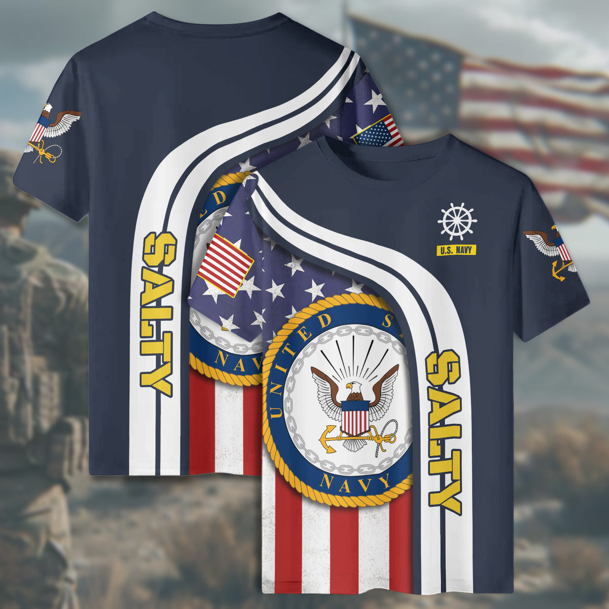 U.S. Navy Veteran Salty All-over Print T-Shirt