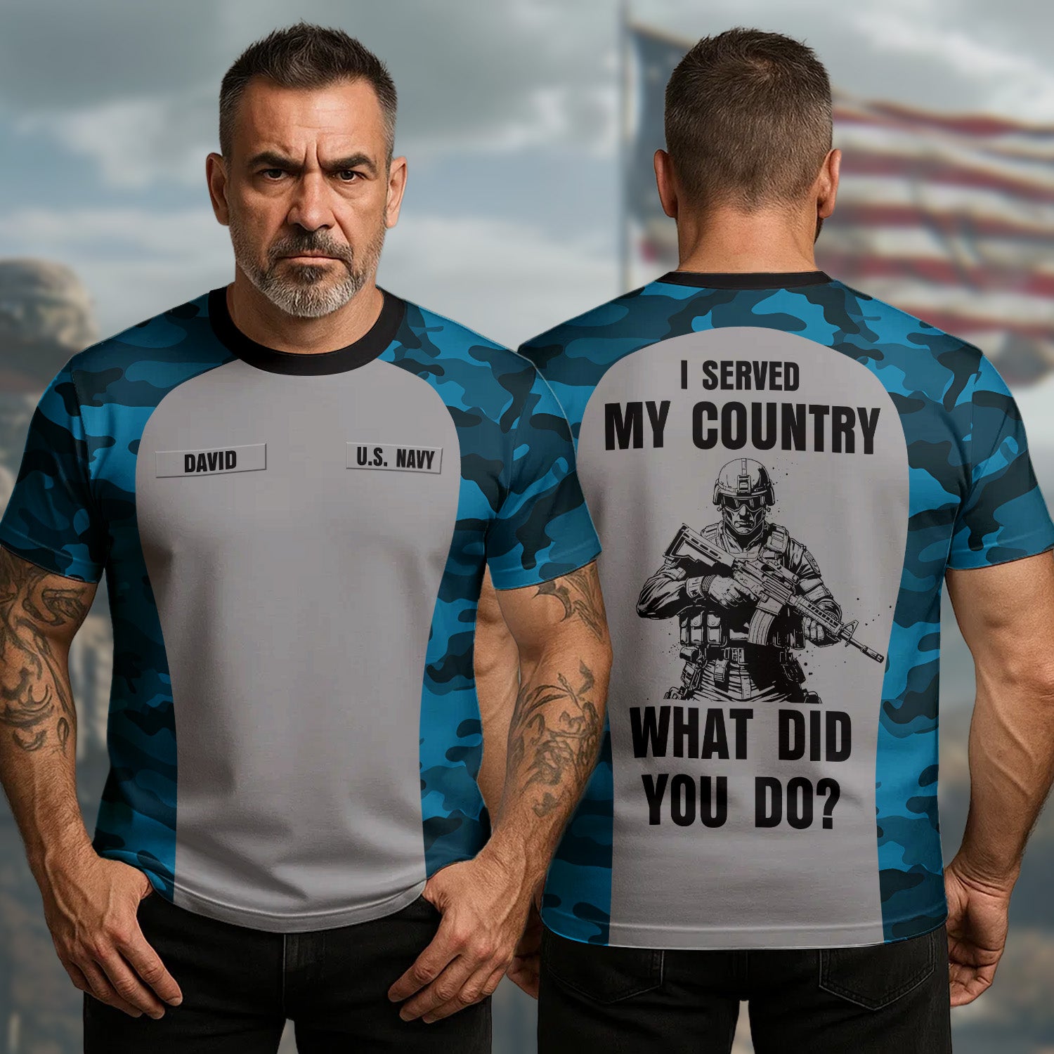 U.S. Navy I Served My Country What Did You Do? Proud Veteran Honor and Pride All-over Print Personalized T-Shirt