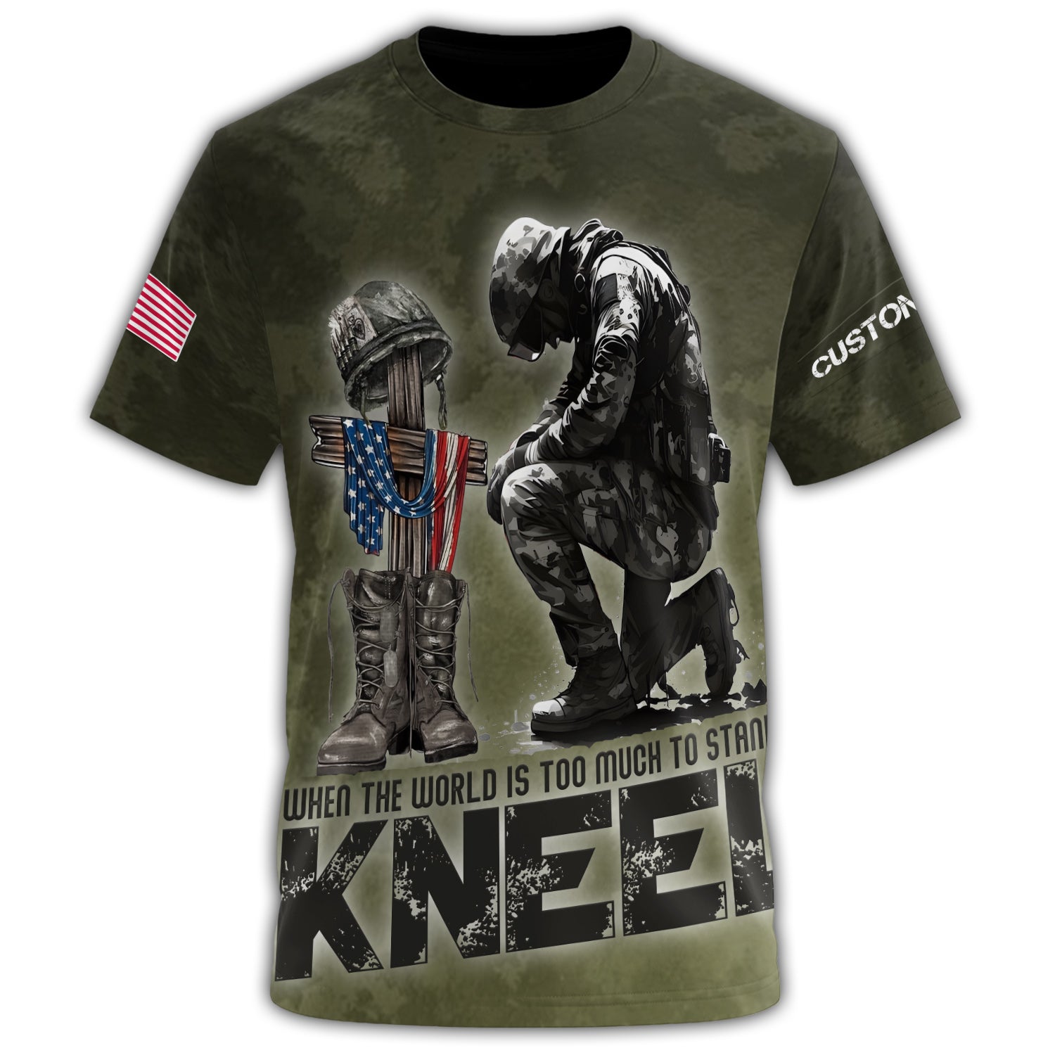 When the World Is Too Much to Stand Kneel All-over Print Personalized T-Shirt Secondary image