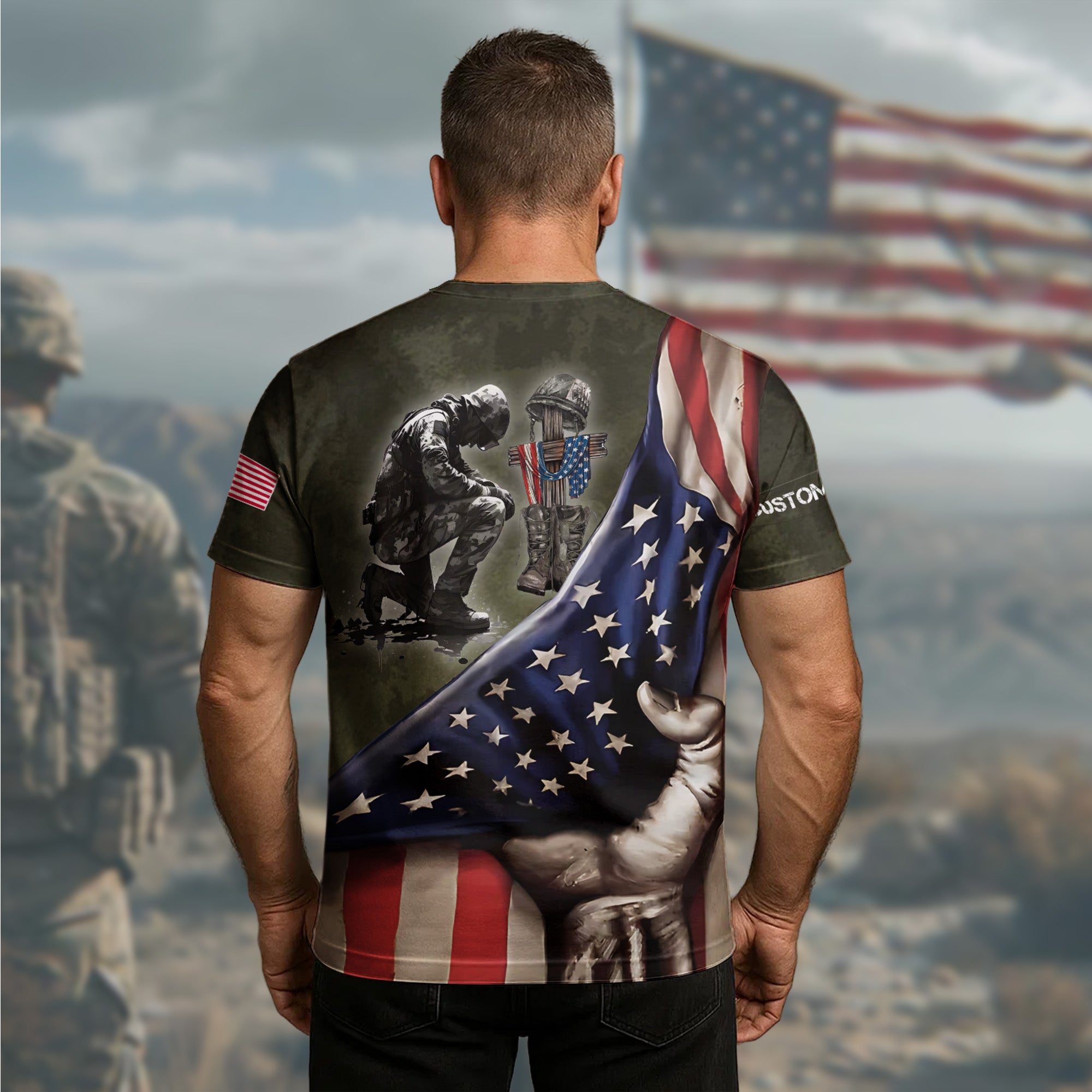 When the World Is Too Much to Stand Kneel Veteran Faith Shirt All-over Print Personalized T-Shirt
