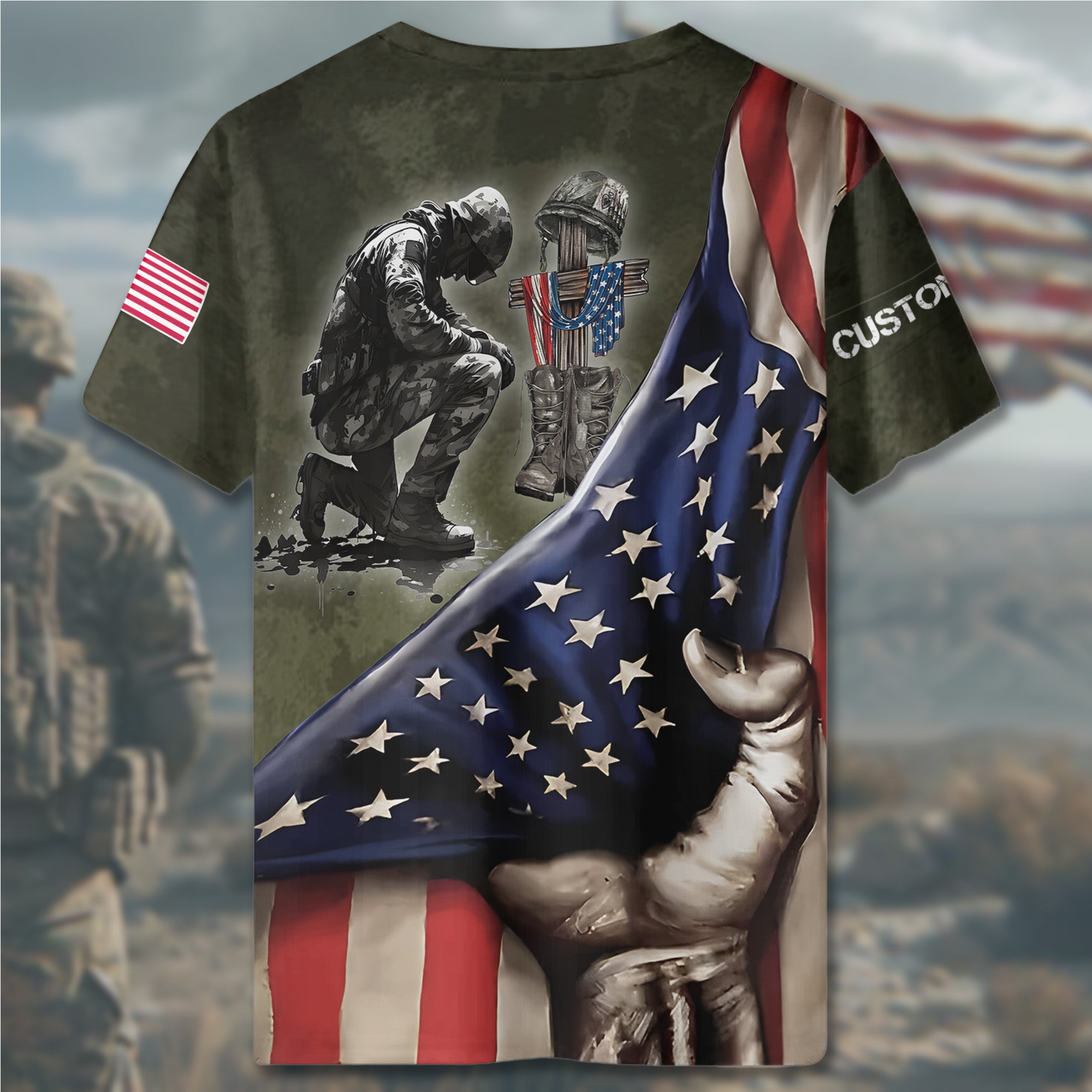 When the World Is Too Much to Stand Kneel Veteran Faith Shirt All-over Print Personalized T-Shirt
