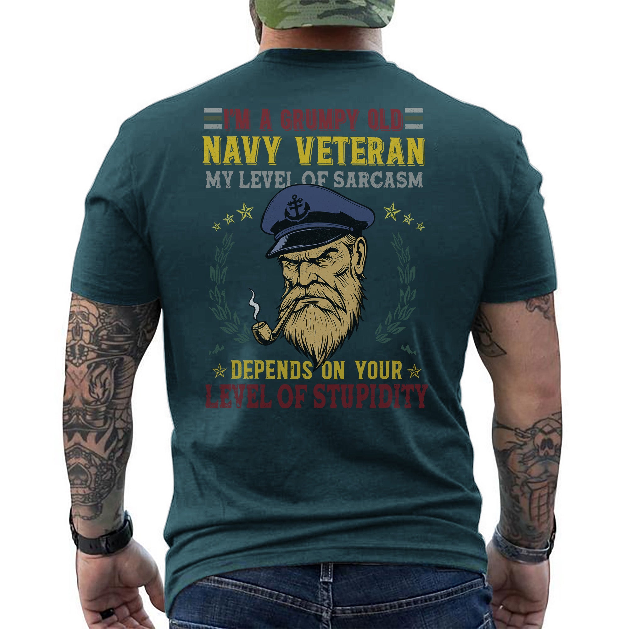 I'm a Grumpy Old Navy Veteran My Level of Sarcasm Depends on Your Level of Stupidity T-Shirt