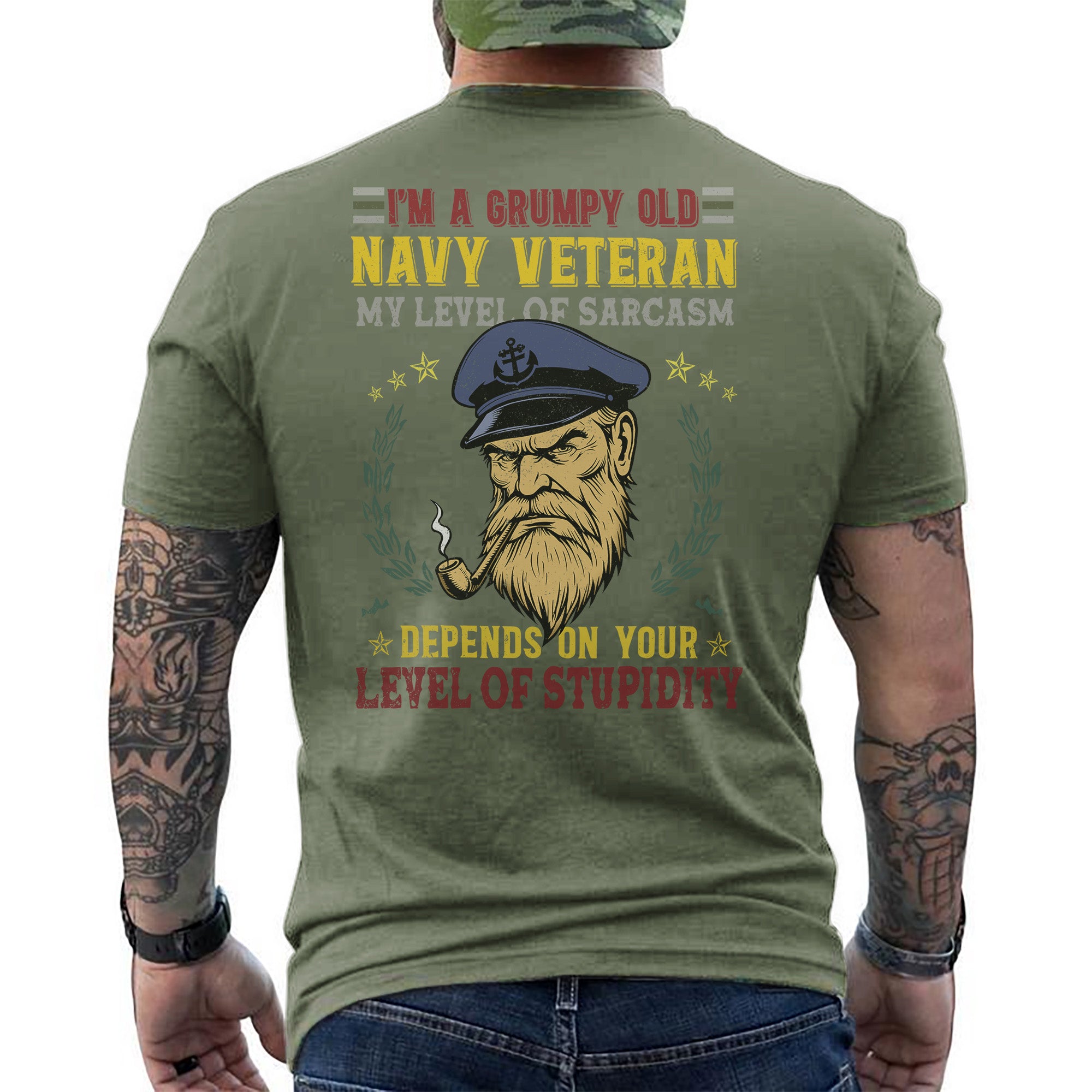 I'm a Grumpy Old Navy Veteran My Level of Sarcasm Depends on Your Level of Stupidity T-Shirt