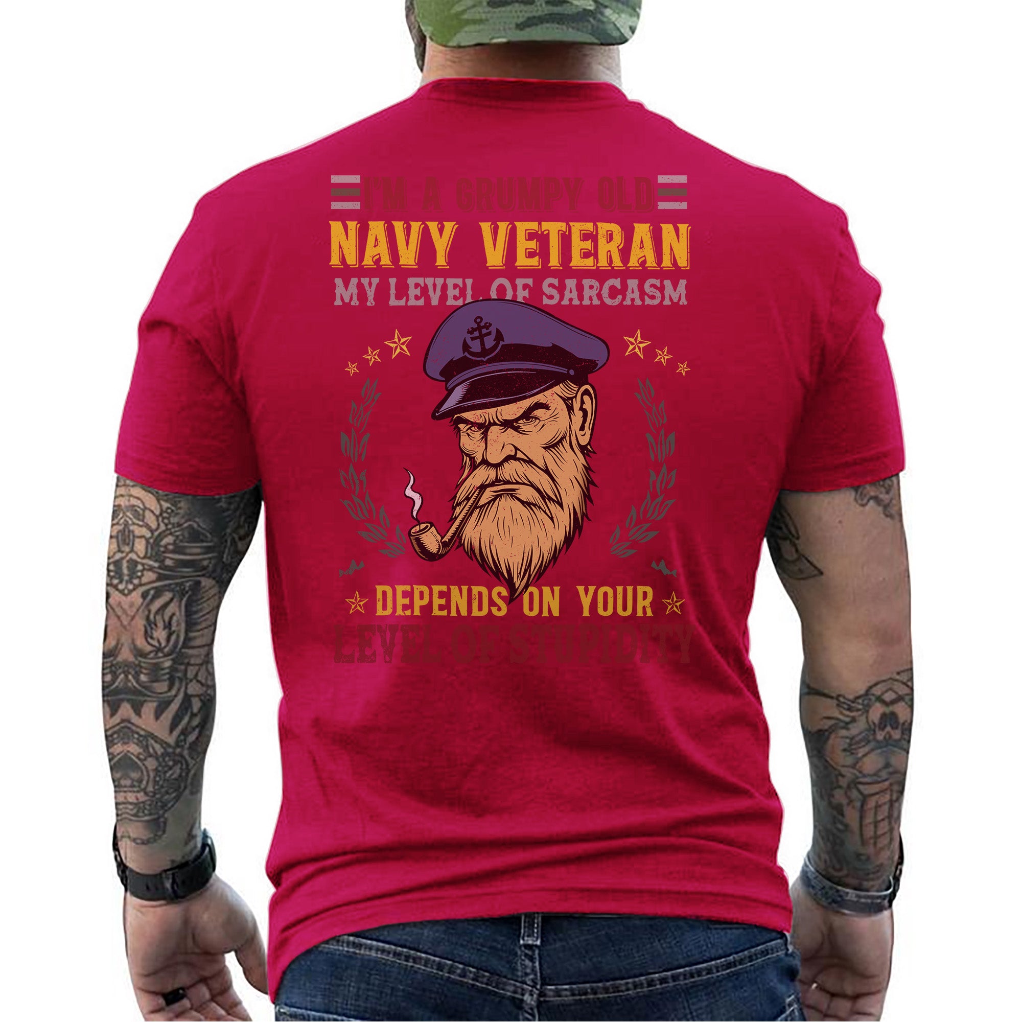 I'm a Grumpy Old Navy Veteran My Level of Sarcasm Depends on Your Level of Stupidity T-Shirt