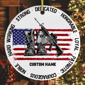Veteran Pride American Flag Personalized Ornament