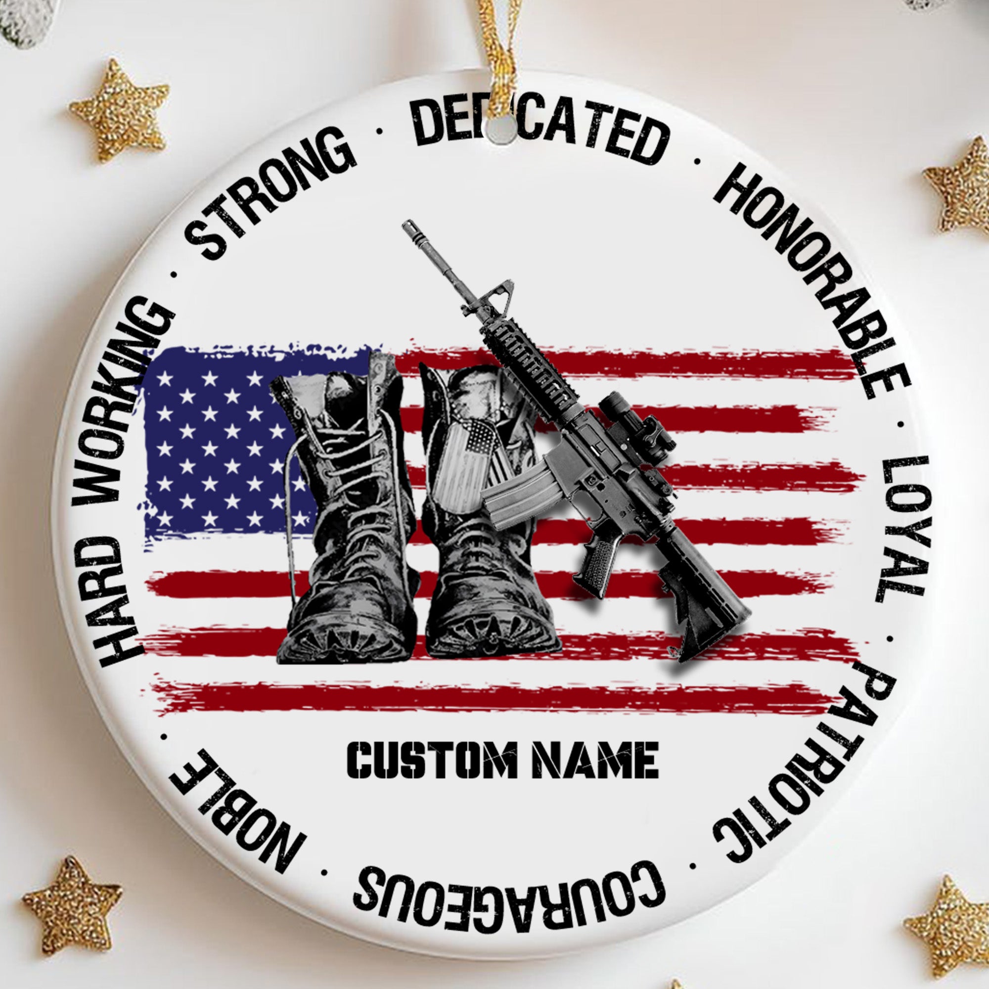 Veteran Pride American Flag Personalized Ornament