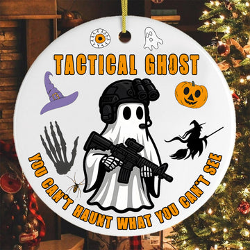 Tactical Ghost You Cant Haunt What You Cant See Military Veteran Halloween Patriotic Ornament
