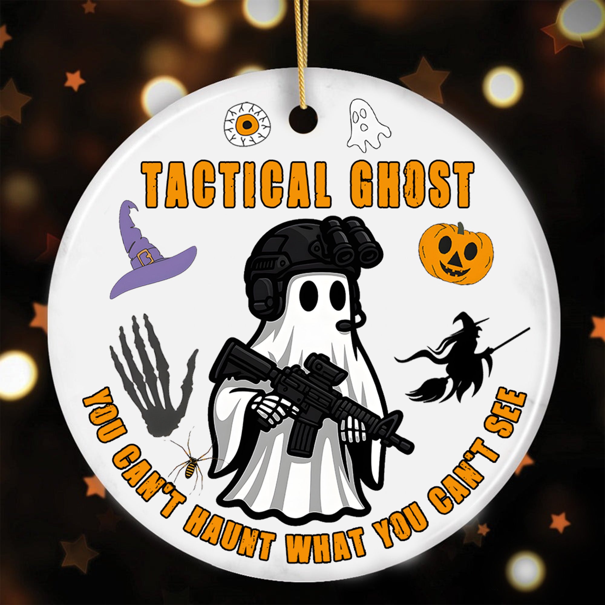 Tactical Ghost You Cant Haunt What You Cant See Military Veteran Halloween Patriotic Ornament