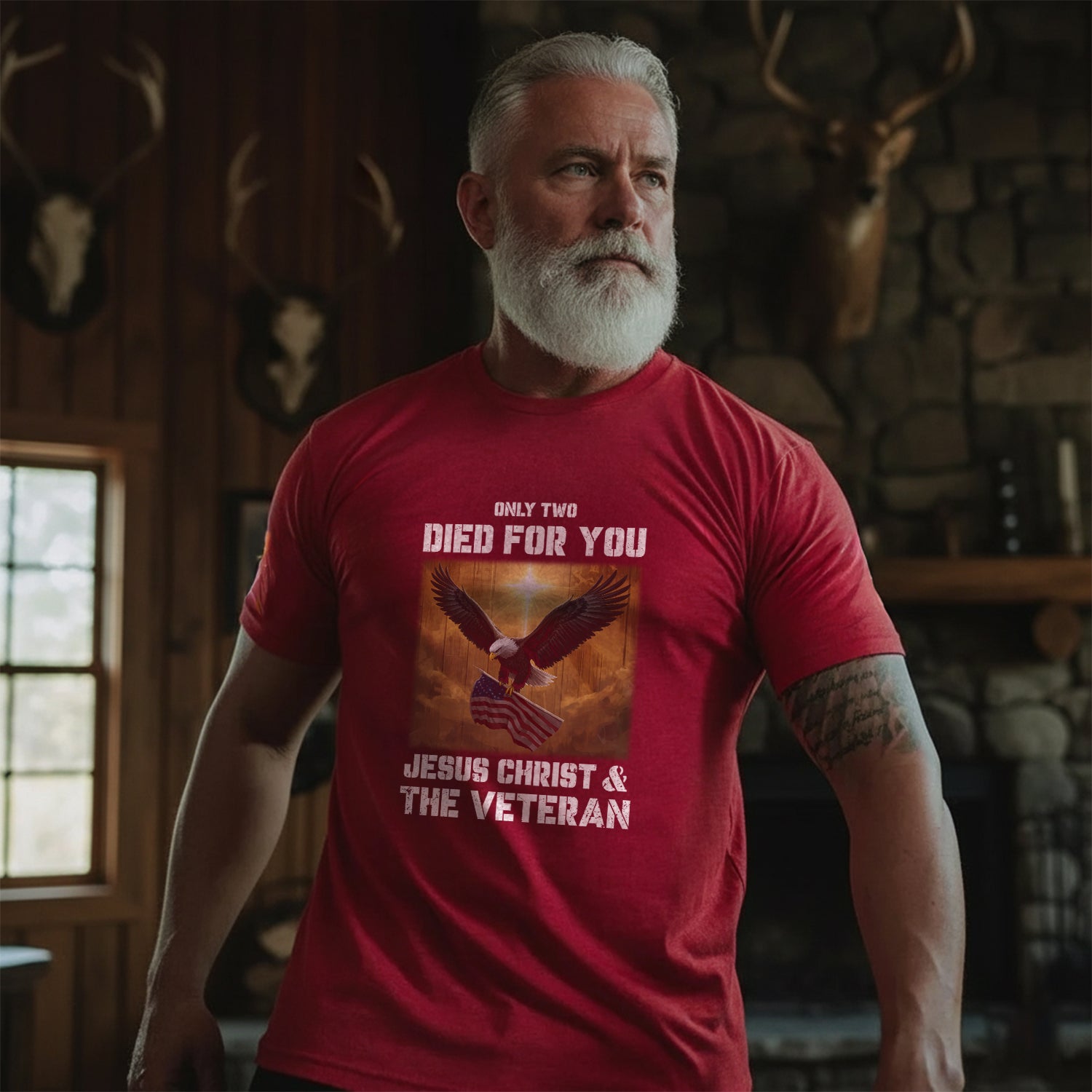 Only Two Died for You Jesus Christ and The Veteran T-Shirt Secondary image