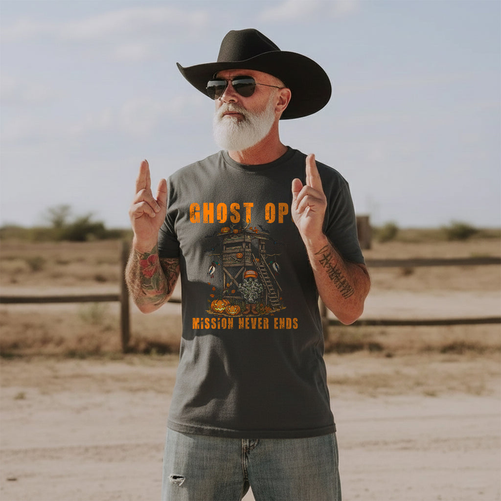 Ghost Ops Mission Never Ends Veteran T-Shirt
