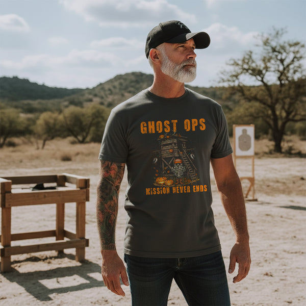 Ghost Ops Mission Never Ends Veteran T-Shirt