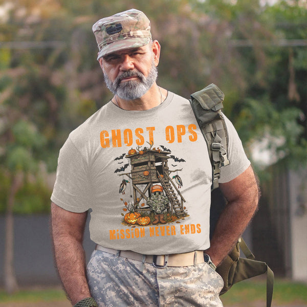 Ghost Ops Mission Never Ends Veteran T-Shirt