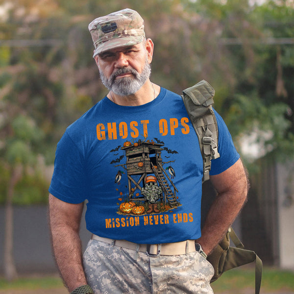 Ghost Ops Mission Never Ends Veteran T-Shirt