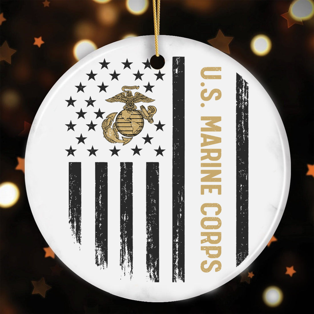 US Veteran All Branches Military Patriotic American Flag Christmas Ornament Personalized Ornament
