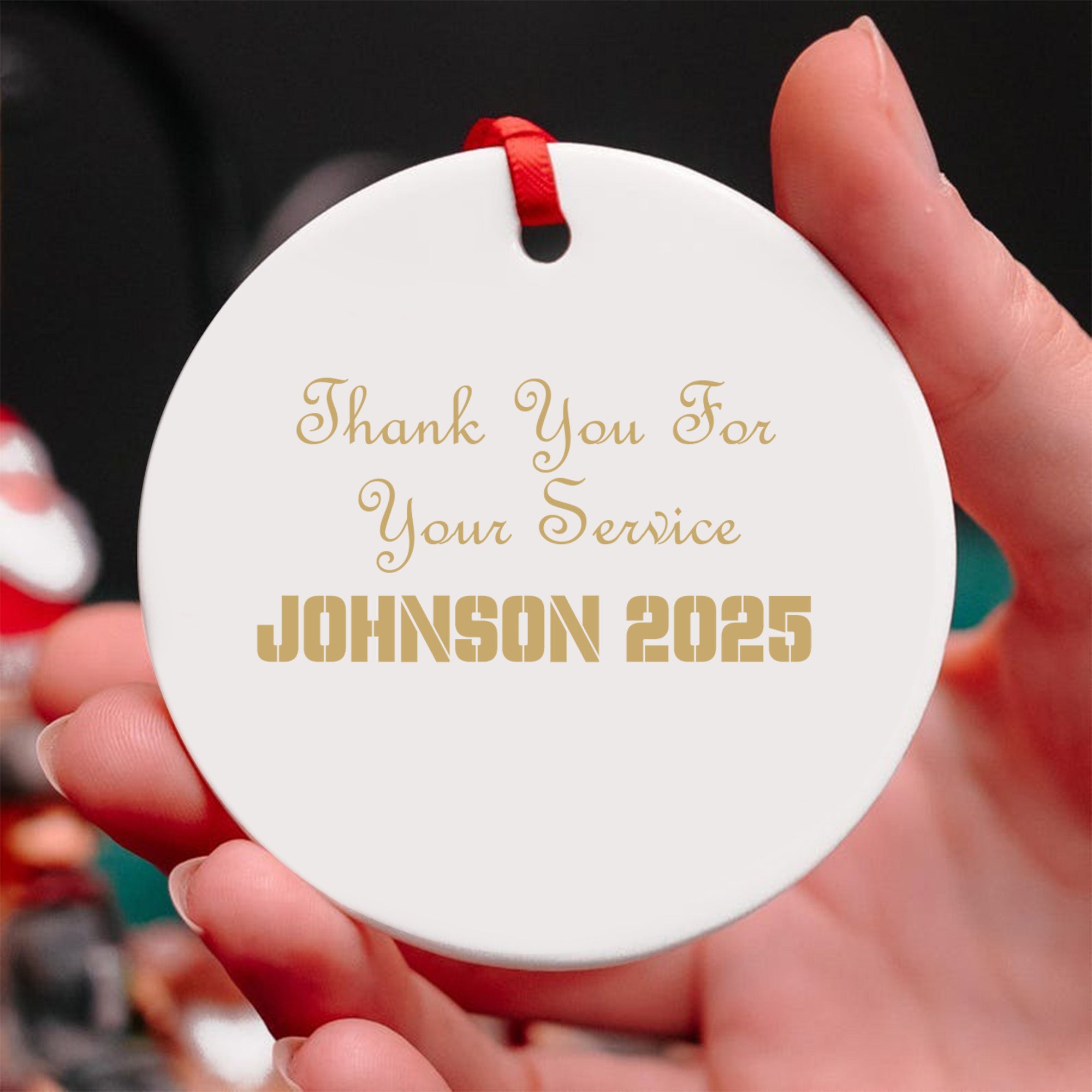 US Veteran All Branches Military Patriotic American Flag Christmas Ornament Personalized Ornament