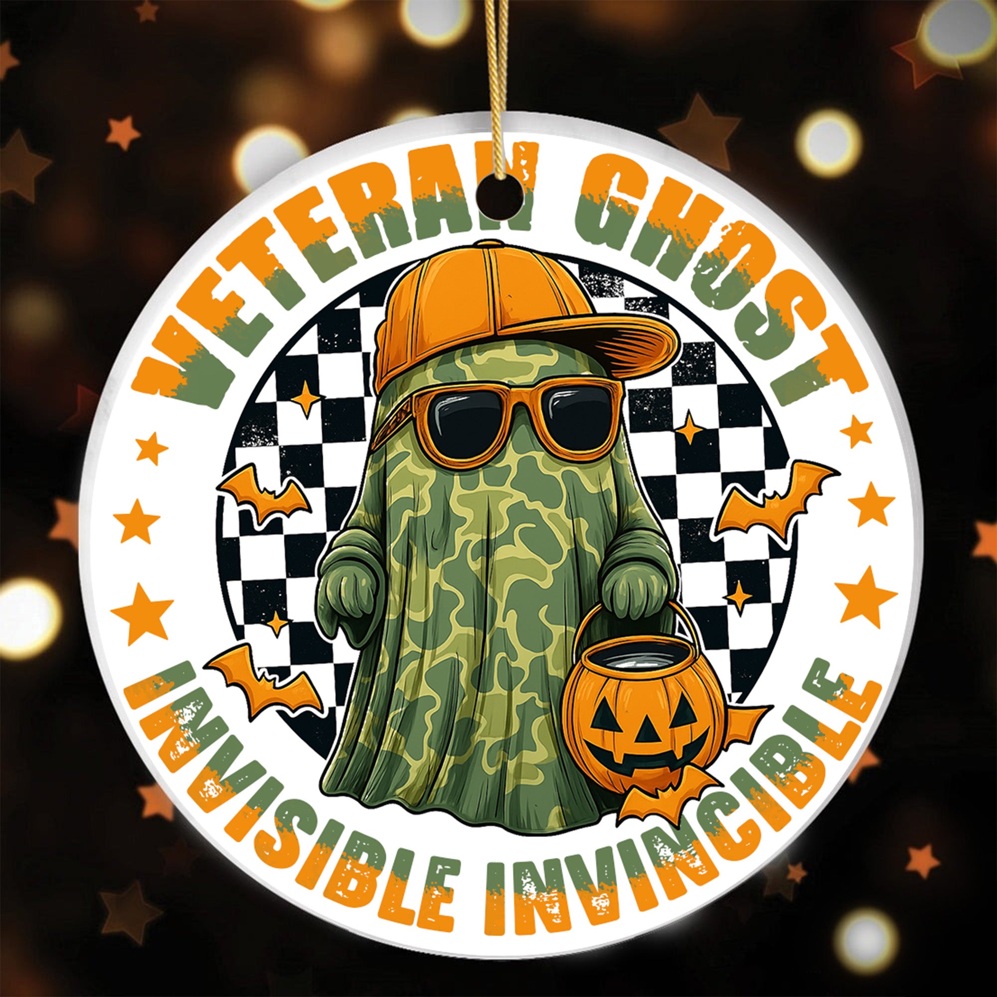 Veteran Ghost Invisible Invincible Halloween Military Patriotic Spooky Season Veteran Ornament