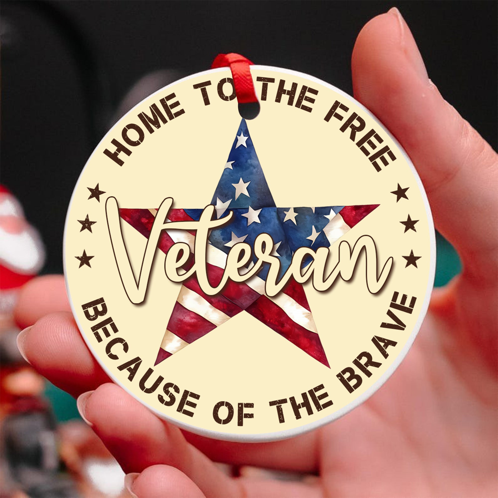 US Veteran All Branches Proudly Serving Ornament