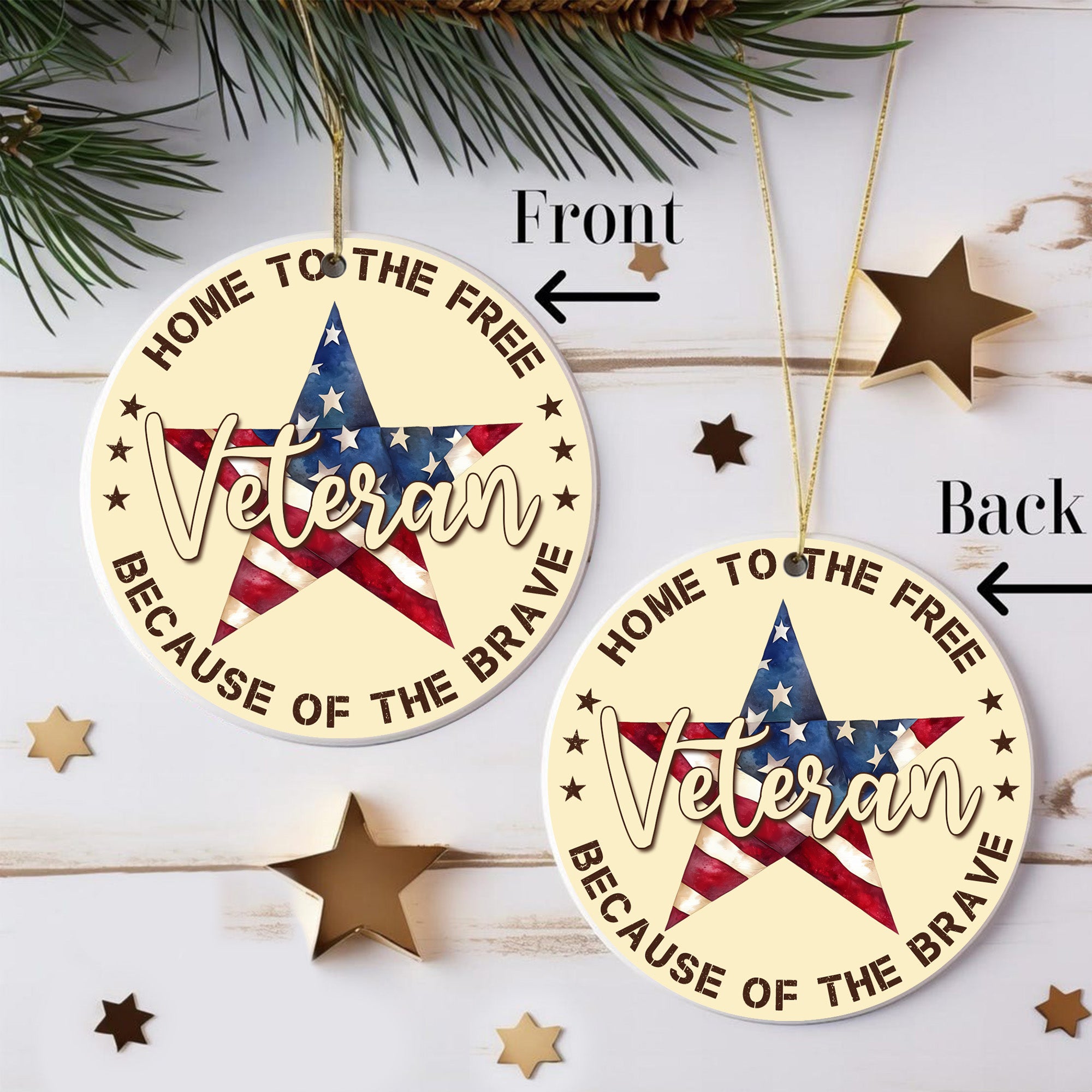 US Veteran All Branches Proudly Serving Ornament