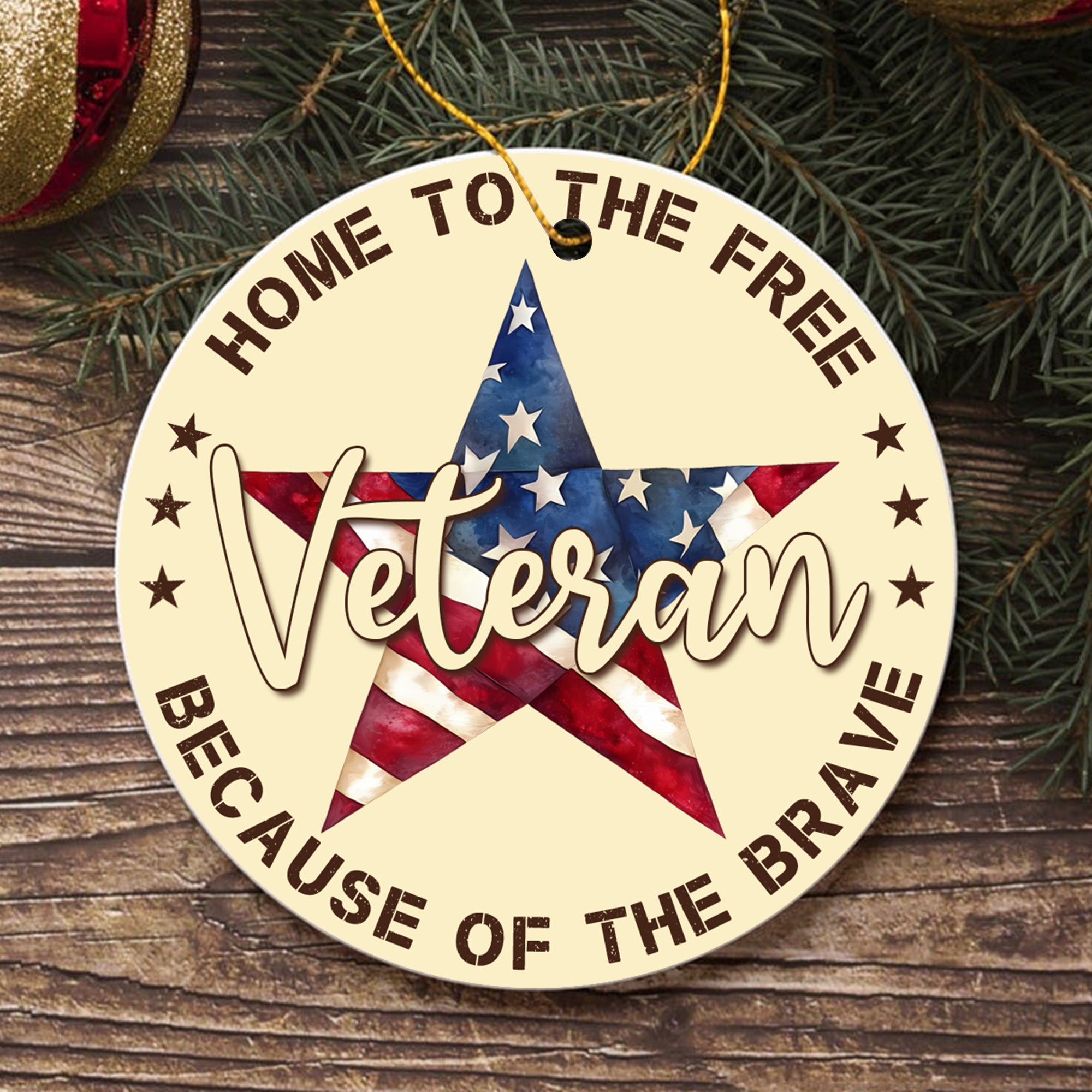 US Veteran All Branches Proudly Serving Ornament
