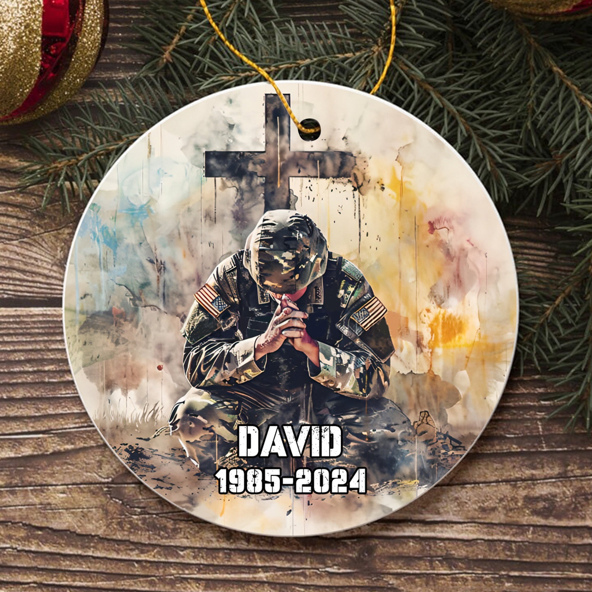 A Soldiers Prayer Lord Hold Our Troops Protect Them Bless Their Families US Military Veteran Personalized Ornament