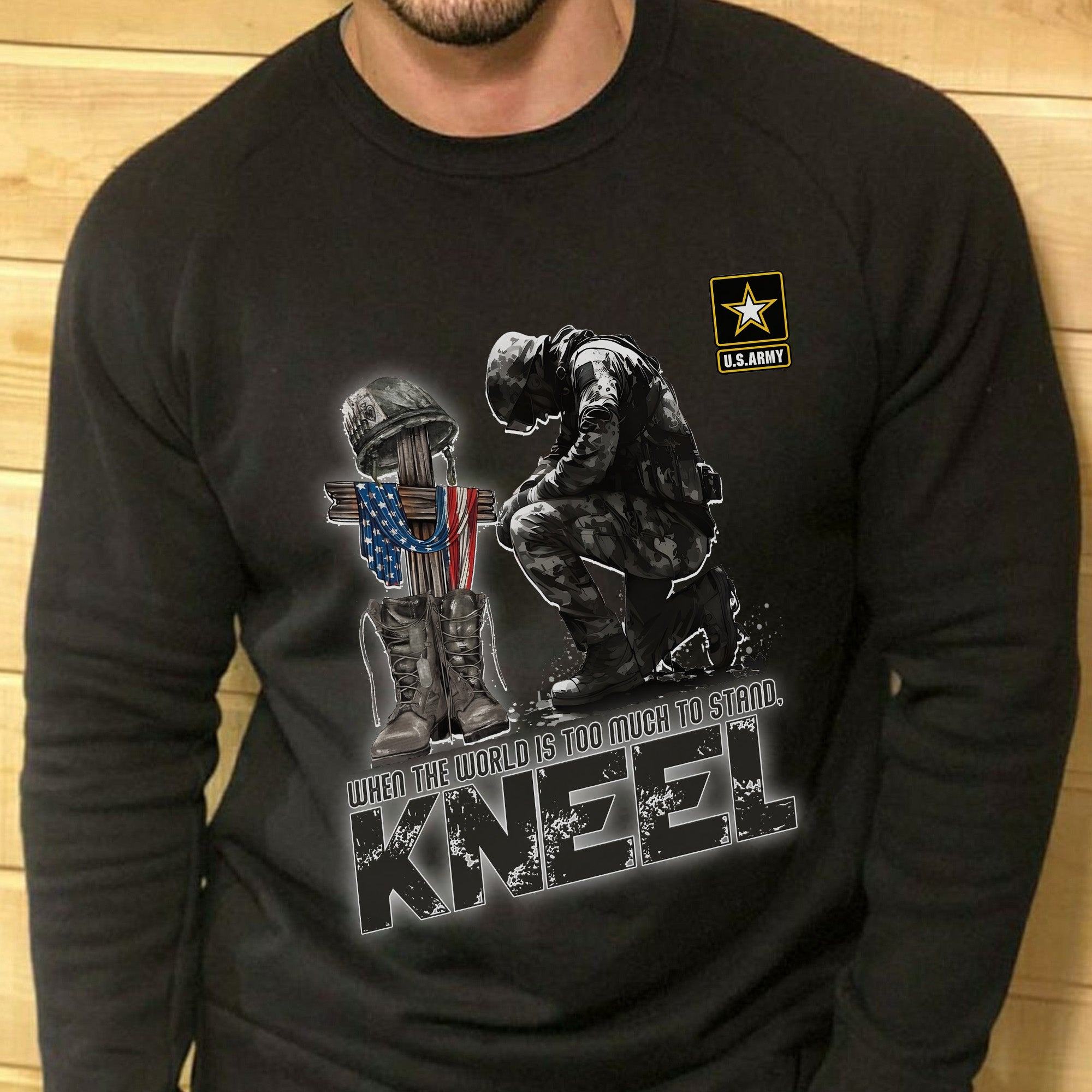When the World Is Too Much to Stand Kneel U.S Veteran Christian Jesus Military Sweatshirt