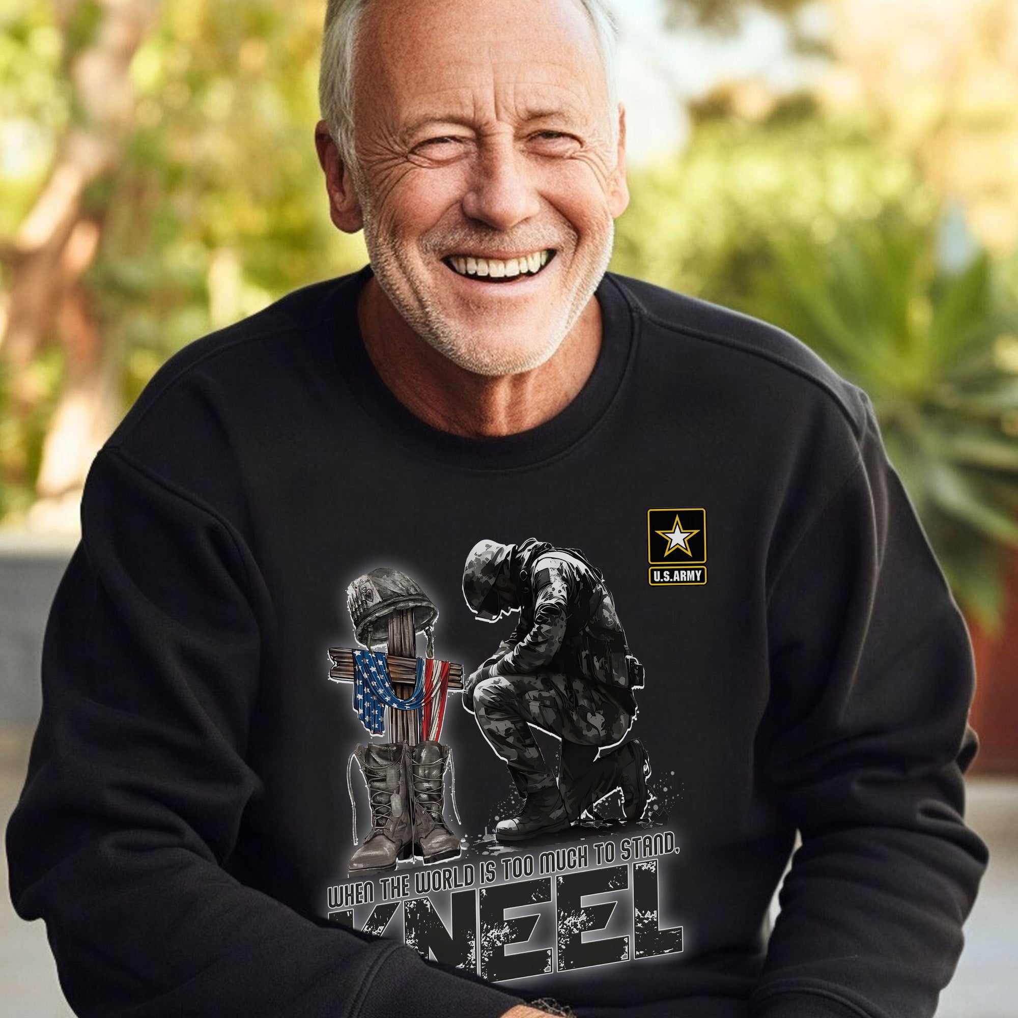 When the World Is Too Much to Stand Kneel U.S Veteran Christian Jesus Military Sweatshirt