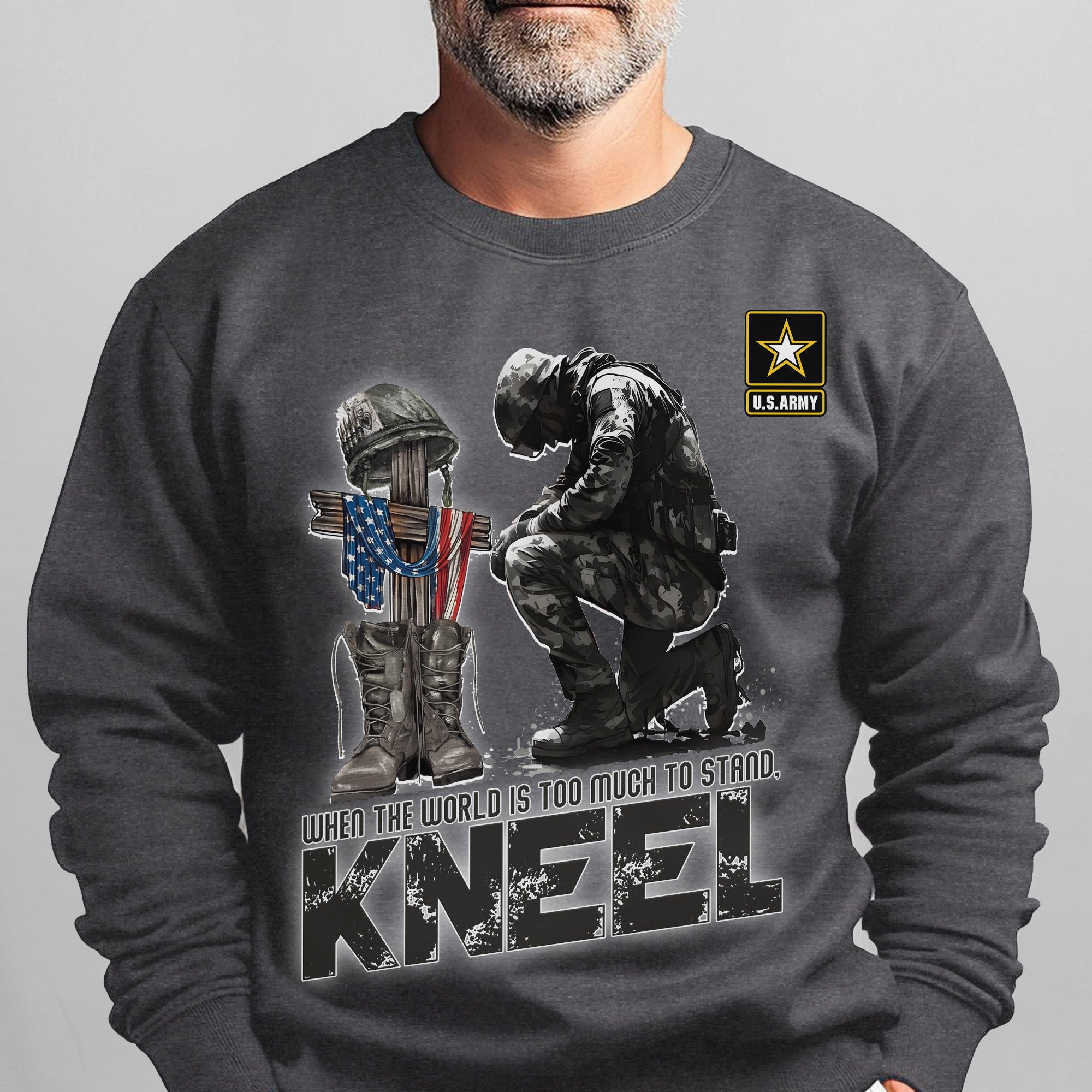 When the World Is Too Much to Stand Kneel U.S Veteran Christian Jesus Military Sweatshirt