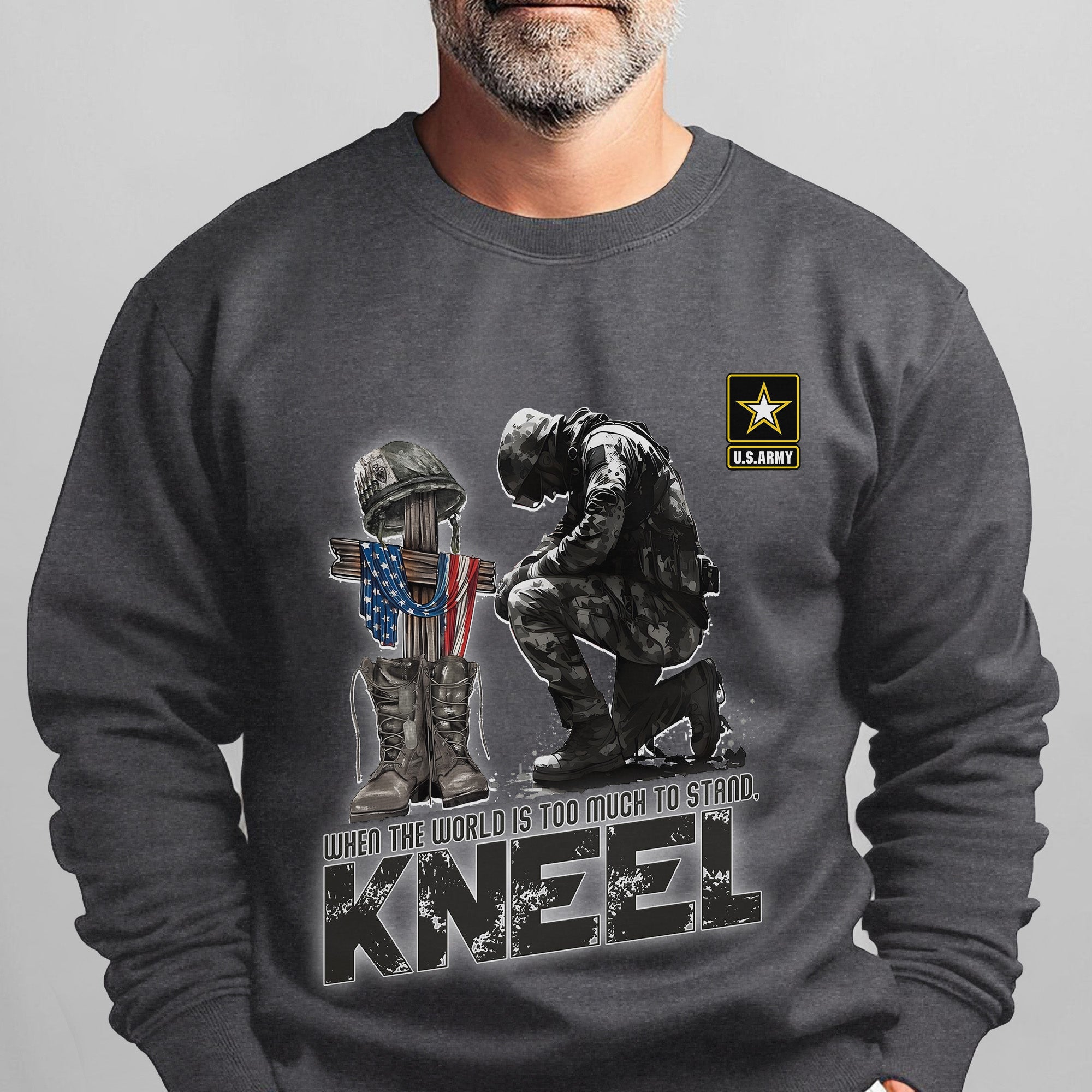 When the World Is Too Much to Stand Kneel U.S Veteran Christian Jesus Military Sweatshirt