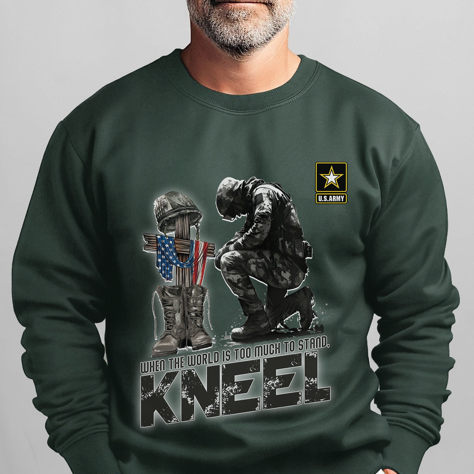 When the World Is Too Much to Stand Kneel U.S Veteran Christian Jesus Military Sweatshirt