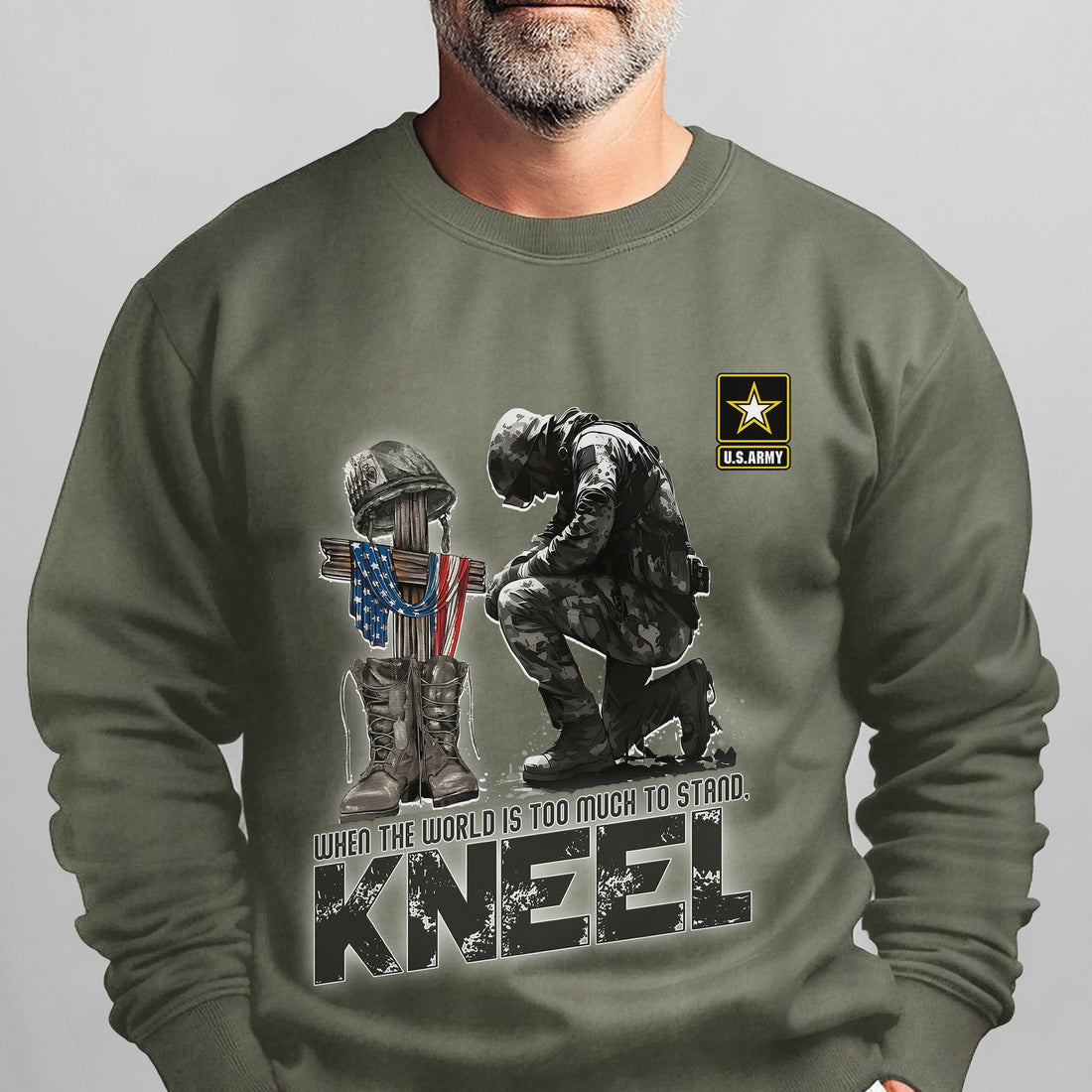 When the World Is Too Much to Stand Kneel U.S Veteran Christian Jesus Military Sweatshirt